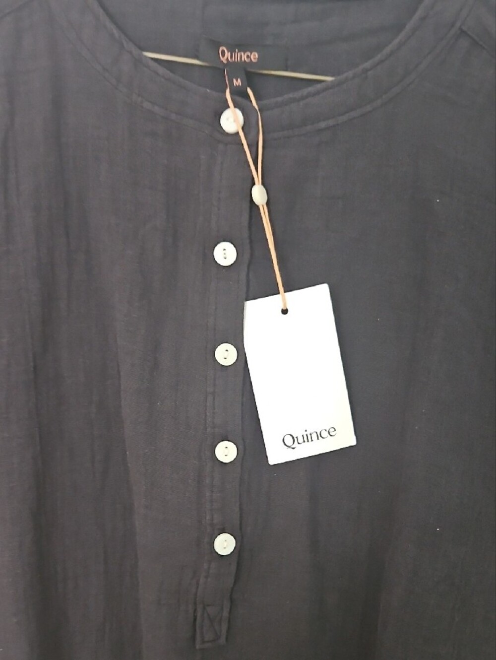 Quince Black Short-Sleeve Button Henley Top - Picture 4 of 9